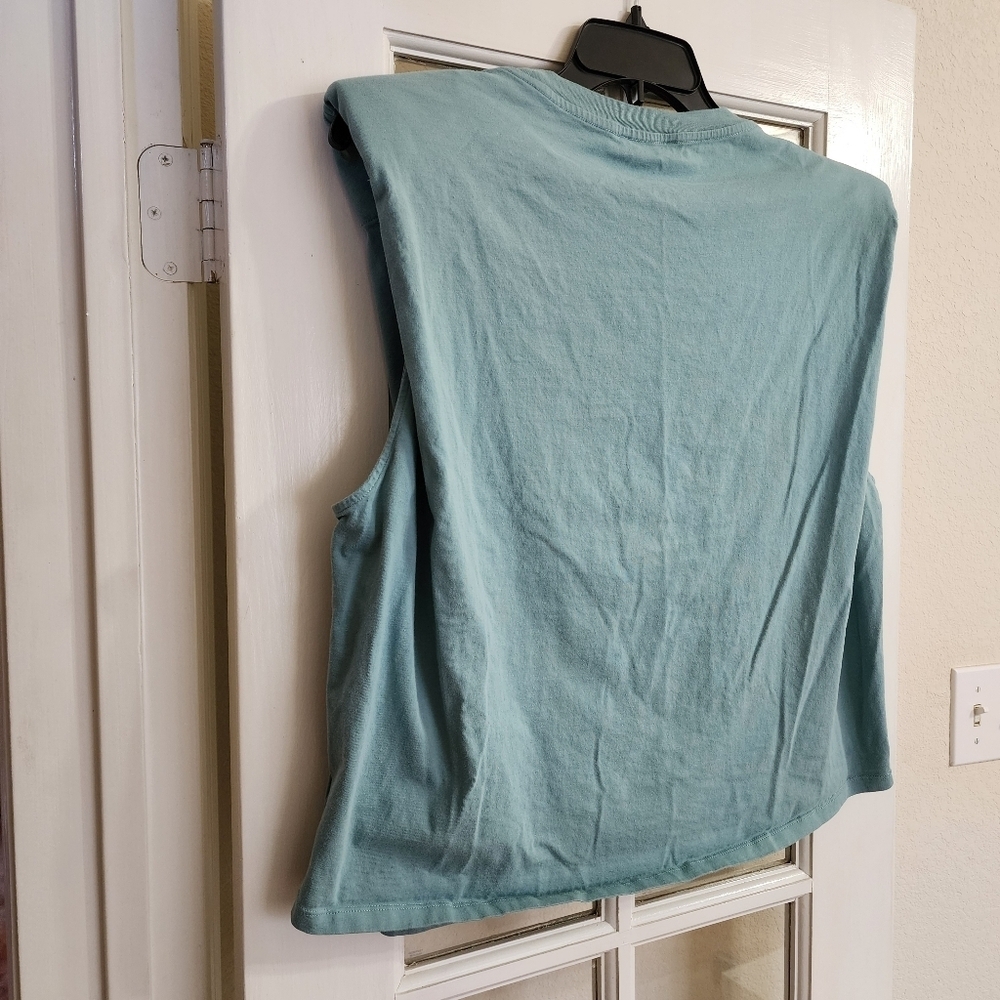 Babaton Aritzia Teal Shoulder Pad Tank Structured Cotton Top 1X Plus Size - Picture 4 of 11